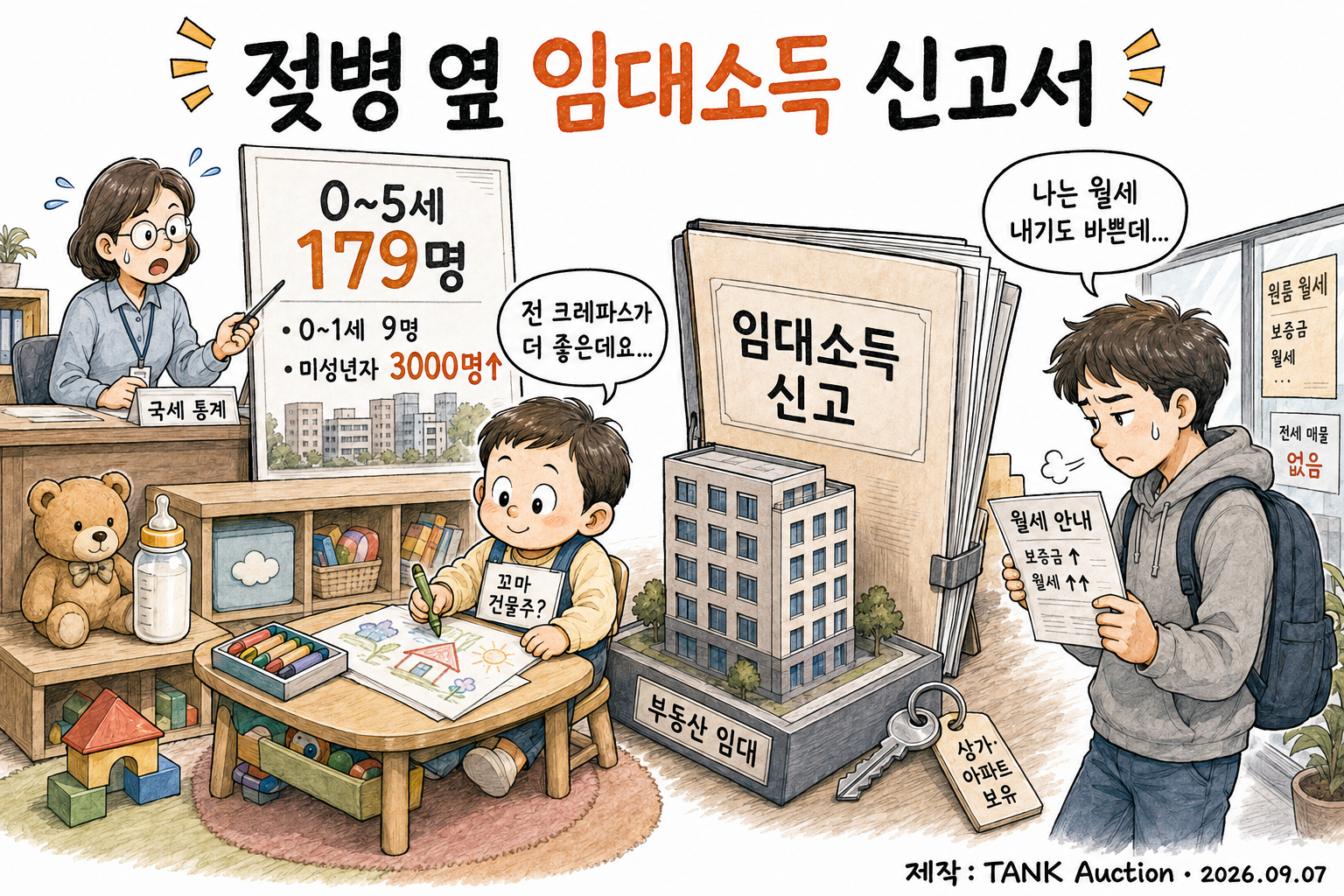 젖병 옆 임대소득 신고서