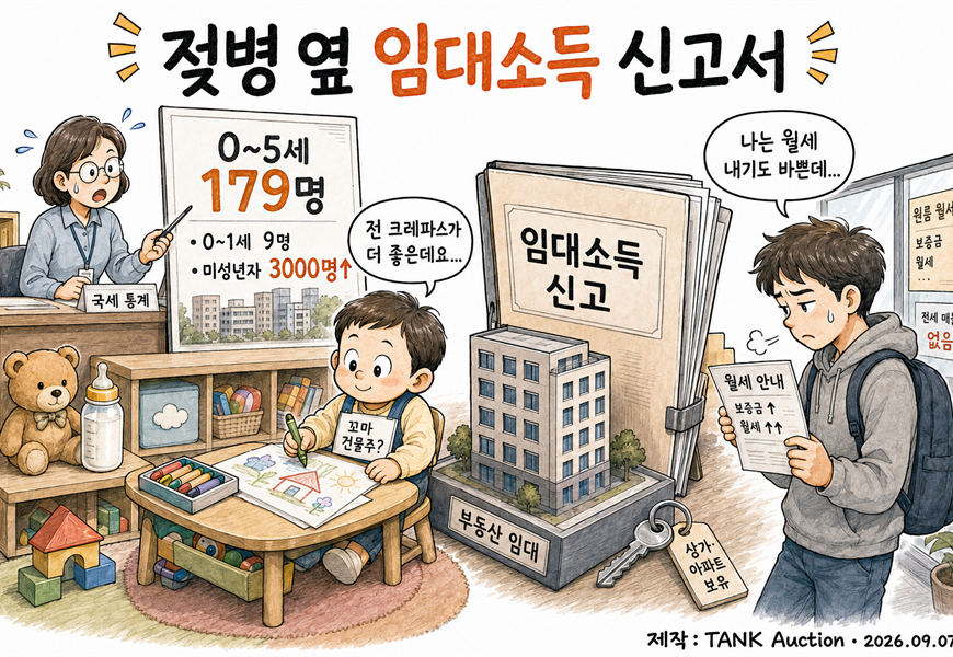 젖병 옆 임대소득 신고서